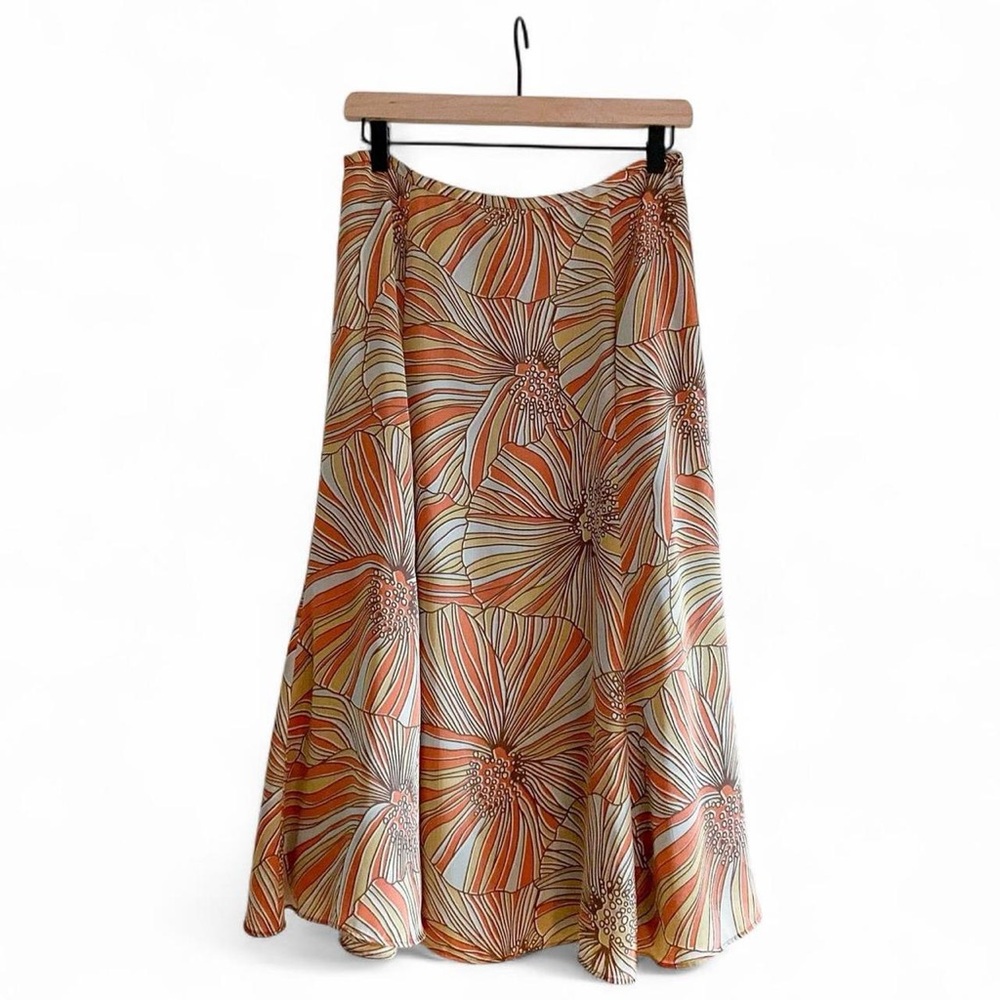 Vintage Jones Wear Brown and Orange Midi A-Line Skirt
